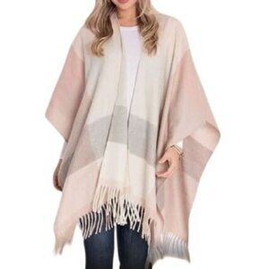 Woolrich Striped Poncho Wrap Scarf One Size Fits All Soft Polyester/Viscose Blen